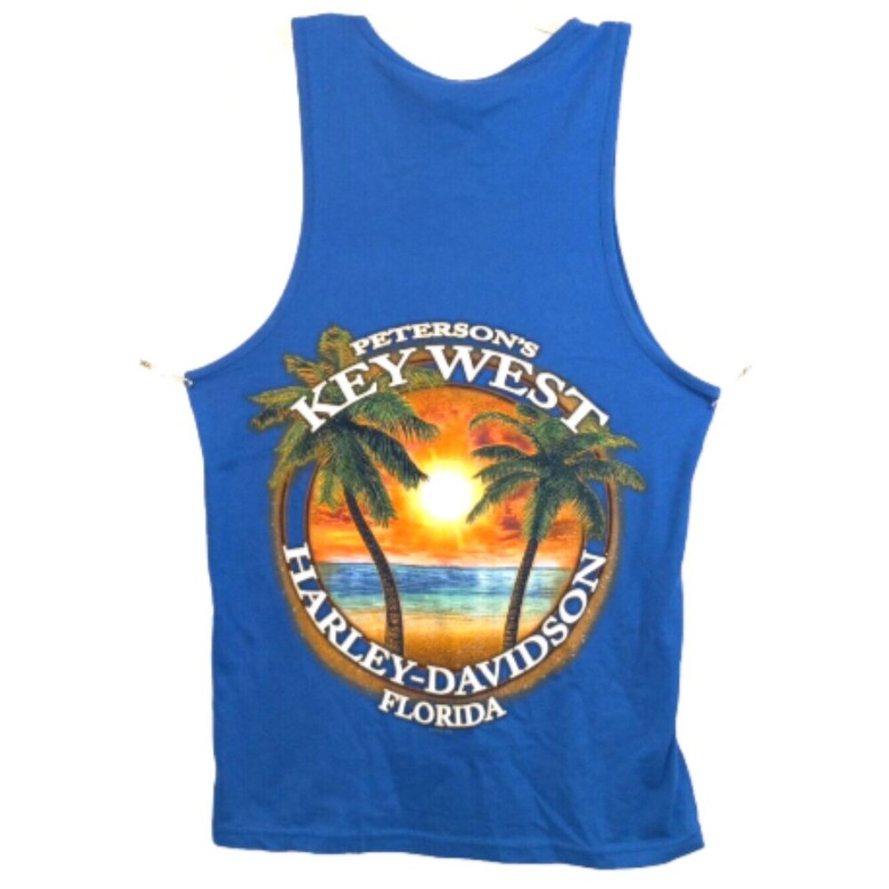 Harley-Davidson Men’s Tank Top Size Small Blue Key West Florida Sleeveless NEW